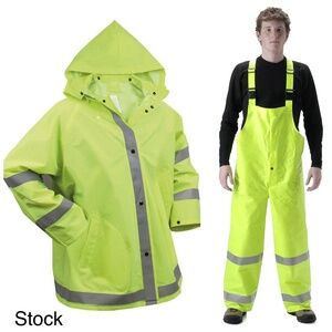 |•HIGH-VISIBILITY SAFETY RAIN SUIT• Fluorescent Fluorescent Size XXL (Ha…